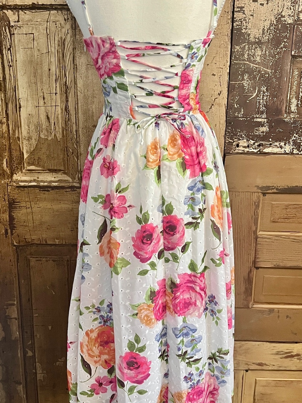 NWT Floral Corset Midi Dress | Lace-Up Back | Cottagecore Garden Party | Size XS - Picture 5 of 5